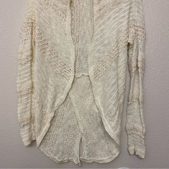 Anthropologie Knitted & Knotted Ismare Cable open Knit cotton Cardigan ivory S - Picture 4 of 12